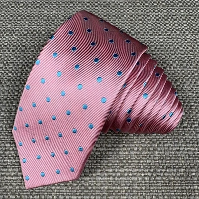 Corbata ajustada a lunares rosa plata J Crew para hombre 100 % seda 59" x 2 1/2" nueva Foto 1 de 4