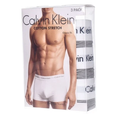 Boxer uomo Calvin Klein confezione da 3 tronchetti vita bassa elasticizzati grigi taglia S