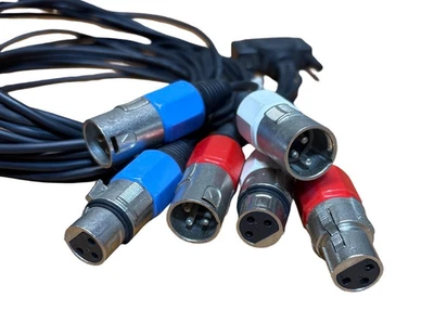 25-pin D-Sub DB25 to 6 XLR Male 6' Audio Cable Breakout Snake - Image 1 of 2