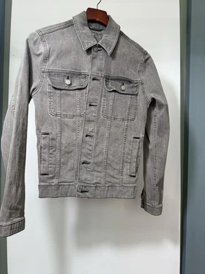 ASOS 男式牛仔夹克灰色 XS 码修身弹力面料 — 第 1/4 张图片