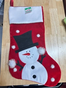 Medias navideñas de terciopelo vintage de D&F Designs muñeco de nieve 16” bordadas forradas en 3D - Imagen 1 de 1