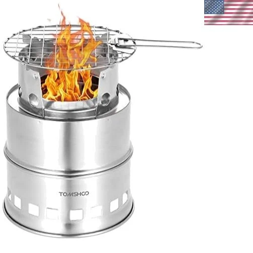 Tomshoo Camping Stove Wood Portable Foldable Outdoor Picnic BBQ Stainless Steel