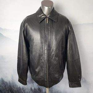 Boston Harbour Outdoor Wear Genuine Leather Black Jacket | Men's Large - Picture 1 of 15
