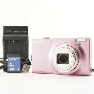 Cámara digital Nikon COOLPIX S6100 rosa con tarjeta SDHC de 4 GB de Japón #7882 Foto 1 de 4