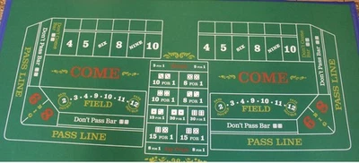 Diseño de fieltro CRAPS para juegos de casino - 36" x 72" - Cubierta de alfombrilla para juegos de mesa Foto 1 de 4