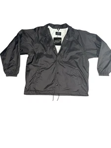 UltraClub Coaches Jacket Men L Black Snap Nylon Windbreaker Lined New NWT - Picture 1 of 6