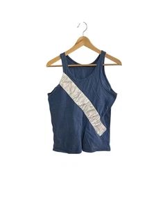 Vintage 70er 80er Satin Streifen blau Tank Top T-Shirt - Bild 1 von 4