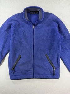 Giacca Vintage Patagonia Pile Blu Full Zip Adulto Piccola Made USA Tasca con Cerniera - Foto 1 di 10