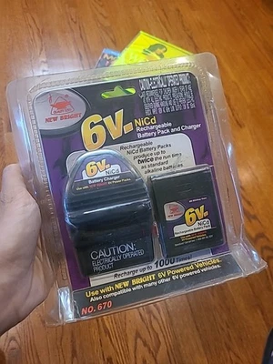 全新 Bright 6v NiCd 可充电电池组和充电器 遥控车辆 NO. 670 — 第 1/2 张图片