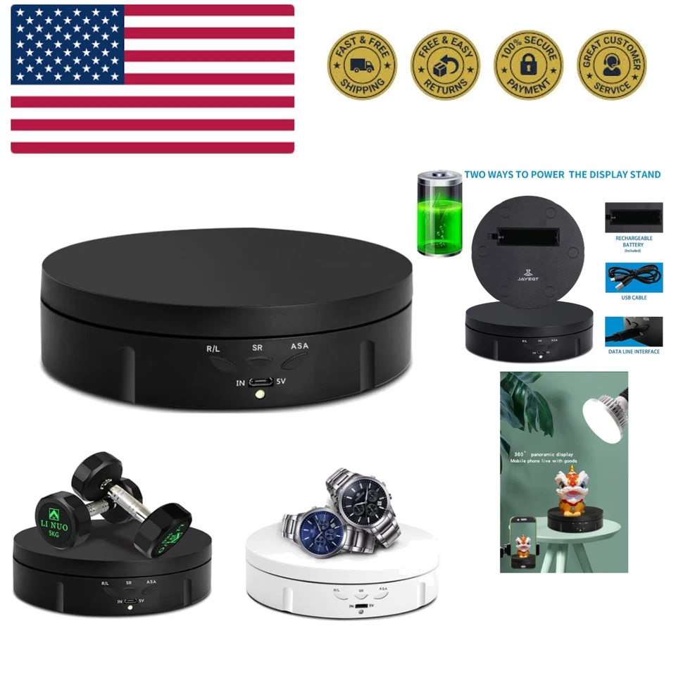 Jayegt Motorized Rotating Display Stand 5.74inch /22lb Load 360 Degree Turntab