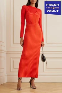 RRP €821 DION LEE Midi Dress AU6 US2 IT38 XS Wool Blend Ribbed Mid-Weight Knit - Picture 1 of 6