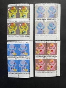Australian Decimal Stamps 1990 Community Health  4 Corner Blocks 4 MNH - Picture 1 of 3