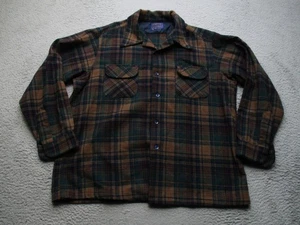 Vintage Pendleton Board Shirt Mens XL Plaid Wool Camp Collar Made in USA 60s - Picture 1 of 16