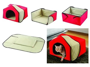 Convertible 4 in 1 Pet Bed House Cozy Lounge Mat - Cat Dog Portable House - Picture 1 of 4