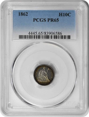 1862 Liberty Seated Silver Half Dime PR65 PCGS Cover