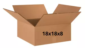 18" x 18" x 8" CARDBOARD BOX - 200 lb - 10 BOX BUNDLE - Picture 1 of 4