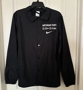 Nike Mens Small Michigan State Black Full-Snap Windbreaker Jacket FJ8961-010 NEW - Picture 1 of 11
