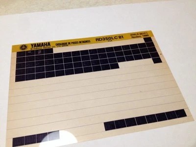 Yamaha RD350LC Rdlc 4L0 Micro Enchufe Piezas List Catálogo Microficha - Imagen 1 de 2