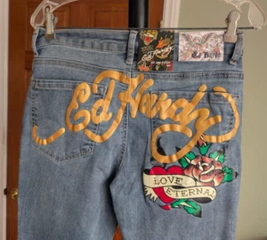 Ed Hardy Fit & Flare Love Eternal Embroidered True Love Jeans Womens Size 30 NWT - Picture 1 of 10
