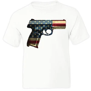 American Flag Gun 2nd Amendment 4th of July T-shirt USA Shirt Toddler Youth - Picture 1 of 1