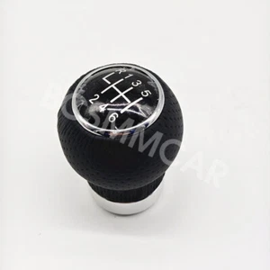 Leather Shift Knob Gear 6-Speed Manual Shifter Car Lever Stick Black 3 Adapters - Picture 1 of 9