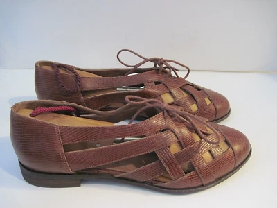 Jeffrey Campbell Canela Brown Leather Oxford Lace Up Shoes Woven Preppy  9 1/2 - Image 1 of 4