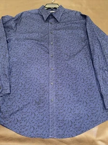 Roundtree & Yorke Shirt Mens 2XT Blue With Design. Button Down Long Sleeve - Picture 1 of 3