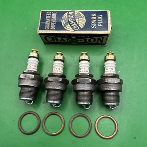 Brass Hat Champion C4 Model A B Ford Vintage Antique Spark Plugs C-4 Nice Cond - Picture 1 of 17