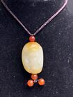 A Chinese Nephrite Jade God Of Fortune Pendant Necklace 18g