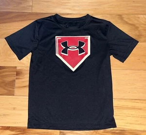 UNDER ARMOUR BOYS BLACK & RED ATHLETIC SHIRT SIZE 7 EXCELLENT LD2 - Picture 1 of 3