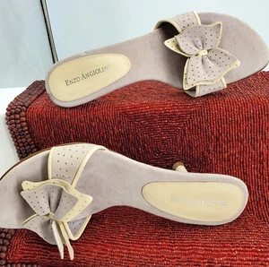 Sandalias de tacón de cuero para mujer Enzo Angiolini color tostado y gris claro talla 7M - Imagen 1 de 13