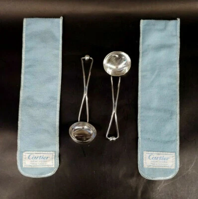 2 cucharones Cartier Mid-Century modernos Sterling Jam vintage 49 gramos u-3H Foto 1 de 4