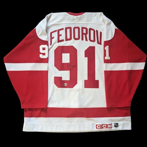 Sergei Fedorov signed Detroit Red Wings White CCM Pro hockey jersey 56 COA NHL Cover