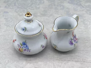 Set aus Porzellan, Milchkännchen und Zuckerdose, Burg Lindau. Handbemaltes Dekor - Bild 1 von 20