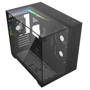 Gaming PC ATX Tower Case CIT Eclipse mATX Micro 3x LED Fan Full Tempered Glass - Picture 1 of 10