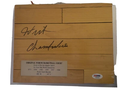 PSA DNA Wilt Chamberlain signed original Lakers floor court 8 x 9.5 auto loa HOF - Image 1 of 4
