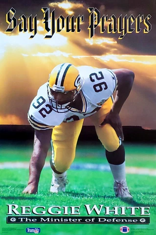 Reggie White SAY YOUR PRAYERS (1993) Green Bay Packers Costacos 23x35 NFL POSTER Cover