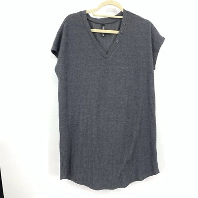 Torrid Sleep Women Size 00 Medium 10 Sleep Shirt Mini Dress Gray Ribbed Fleece - Image 1 of 4