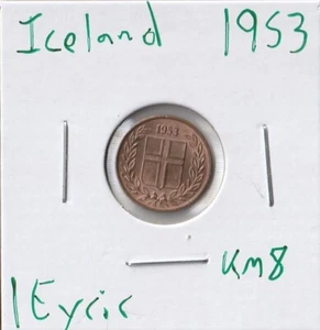 Coin Iceland 1 Eyrir 1953 KM8 - Picture 1 of 2