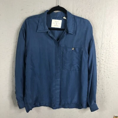 Top de seda vintage para mujer azul medio aireado ligero oficina fluido primera edición Foto 1 de 4