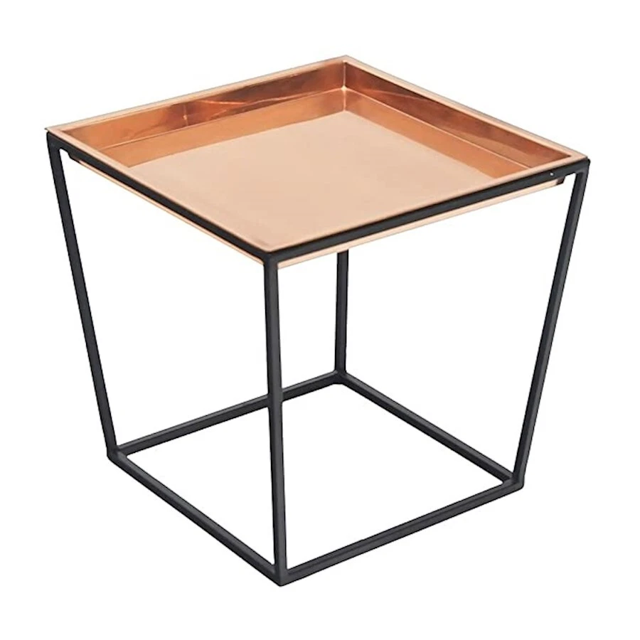 ACHLA Arne 14" Plant Stand, With Copper Tray, Black Powdercoat - FB-45C - Image 1 of 1