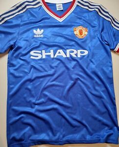 Manchester United 1986/88 Away Blue Adidas Retro Jersey M/Medium