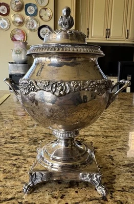 EDWARD LOWNES PHILADELPHIA, PA C. 1820 COIN SILVER 11" SAMOVAR SUGAR BOWL - Image 1 of 4