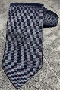 Villa Ponti dunkelblau rot Nadeln Punkte Seide Herren Krawatte 61" L 3,5" W - Bild 1 von 6