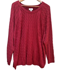 Maglione Croft & Barrow maglia cavo rosso cottage vacanza autunnale matura taglia 3X - Foto 1 di 5