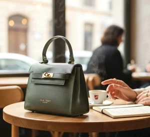 Bolso de mano de cuero italiano verde Naya para mujer - Bolso de hombro de diseñador de lujo - Imagen 1 de 78