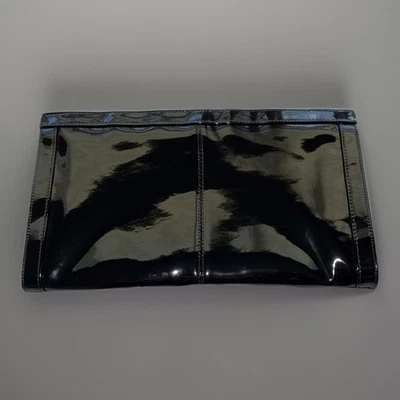 Bolso sin asas Bueno negro brillante dos compartimentos interior bolsillo con cremallera vintage 80 Foto 1 de 4