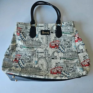 Harrods bag handbag shoulder PVC London print large tote - Picture 1 of 12