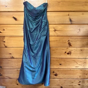 Vestido de baile con cuentas verde púrpura iridiscente vestido formal graduación novia maxi 16 - Imagen 1 de 7