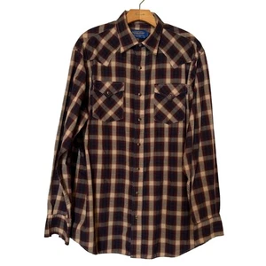 Pendleton Frontier Plaid Western Pearl Snap Long Sleeve Button down shirt L Tall - Picture 1 of 6